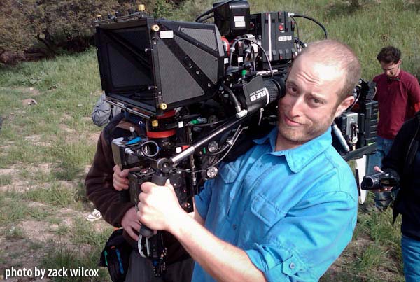 dustin pearlman on the set of 'full circle 3d' operating the enormous atom camera system