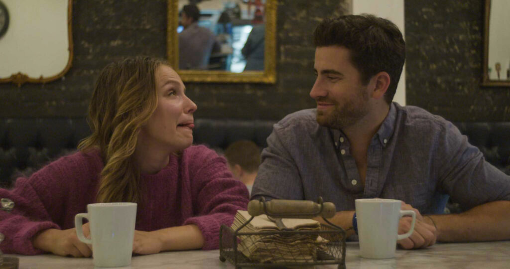Behind the scenes of "Kiss Me" music video for Ed Sheeran with actors Alex Sgambati and Ryan Rottman at a restaurant