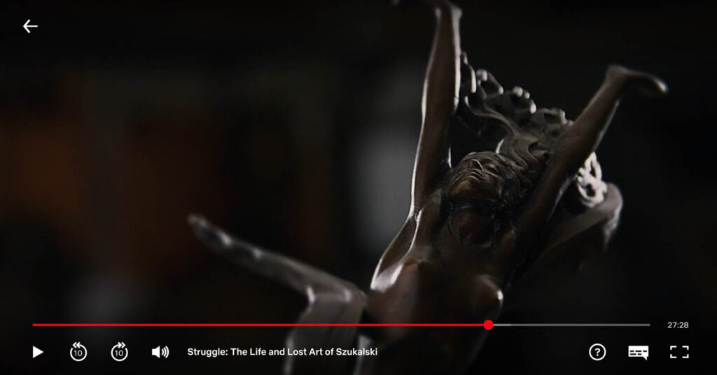 Frame grab from Struggle of one of Szukalski's sculptures that cinematographer Dustin Pearlman shot practically