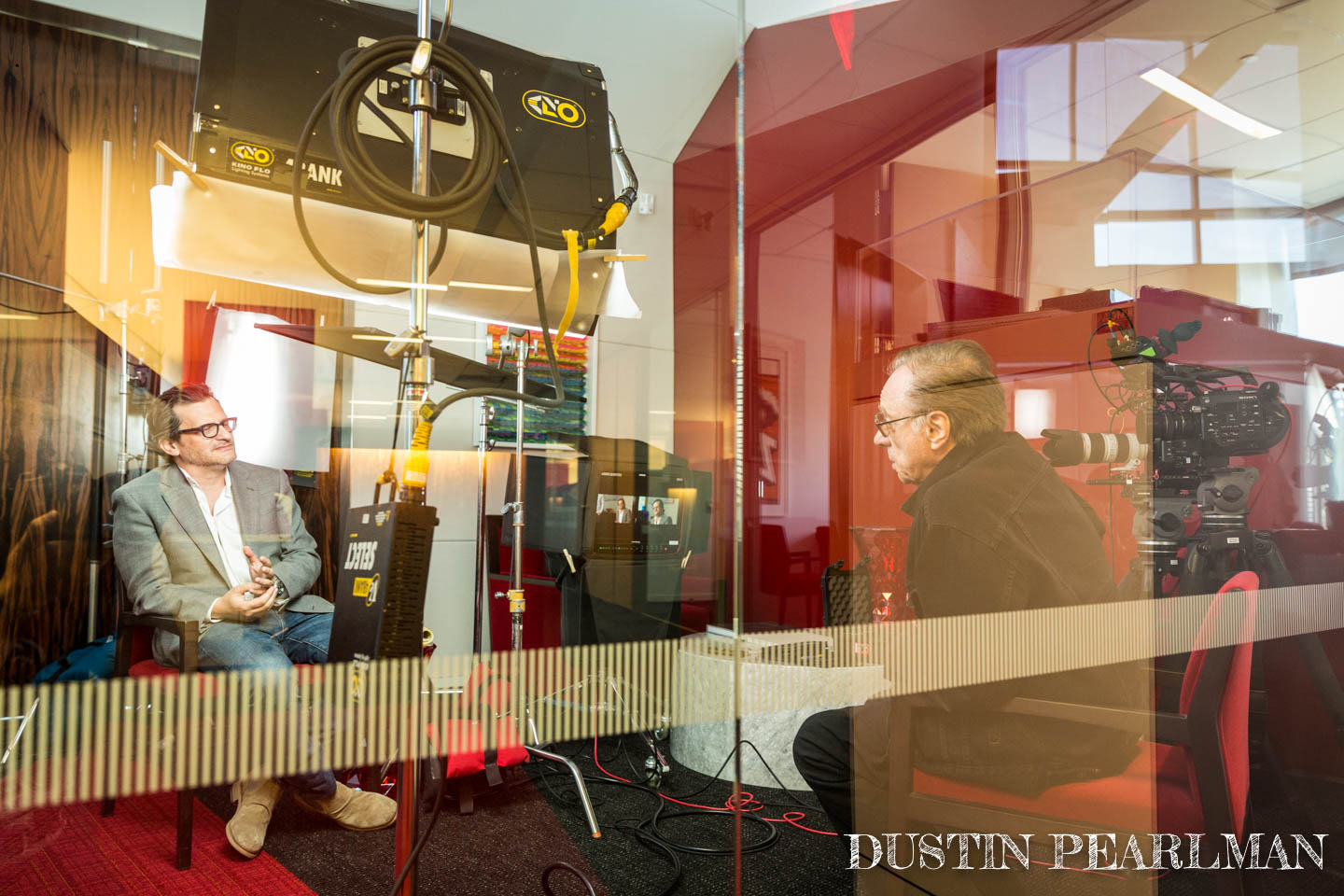 Peter Bogdanovich interviewing Ben Mankiewicz for The Great Buster documentary