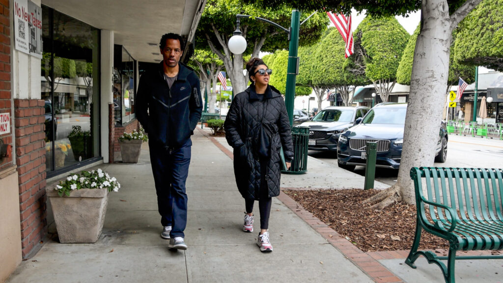 Desmond and Rippin walking down Glendora Ave