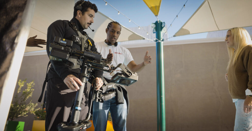 Behind the scenes from Børn commercial of Steadicam polish with monitor