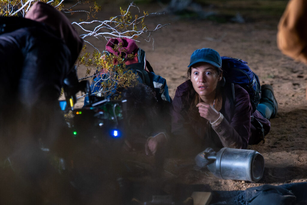 From the set of Illegal Aliens, Jennifer De Los Santos in a moment of surprise