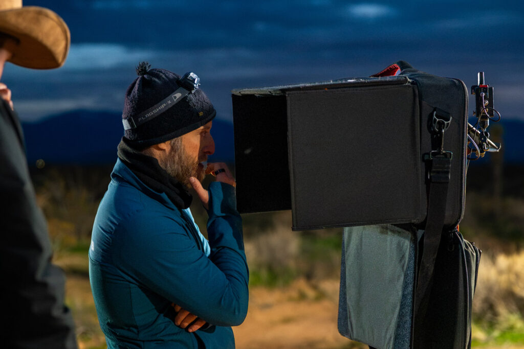 From the set of Illegal Aliens, Dustin watches monitor