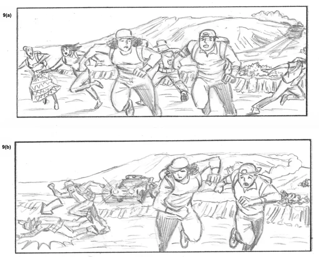 Hand drawn storyboards from Illegal Aliens
